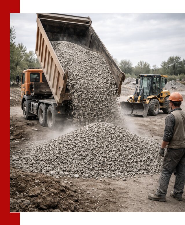 Доставка щебня в Первоуральске крупными и мелкими фракциями