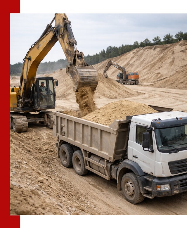 Доставка карьерного песка с самосвалами и разгрузкой в Первоуральске