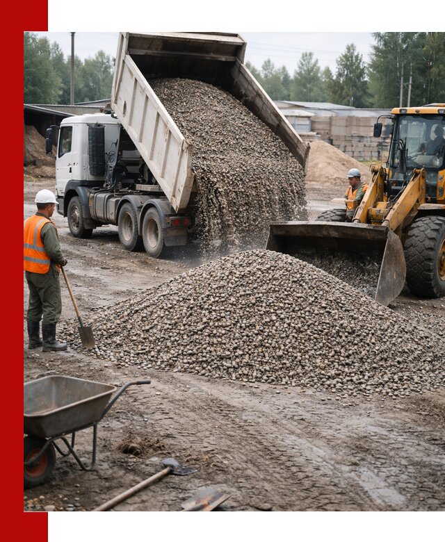 Мытый гравий с доставкой в Первоуральске от карьера до участка