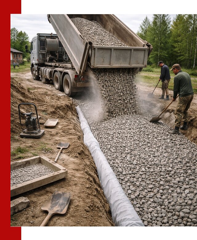 Гравий для дренажа с доставкой в Первоуральске качественный и недорогой