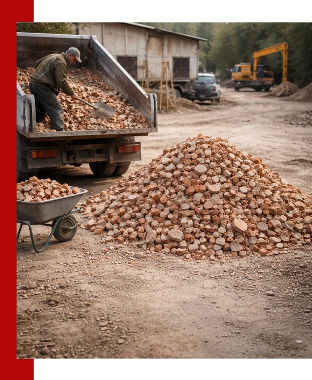 Доставка и подушка из боя кирпича с разгрузкой в Первоуральске